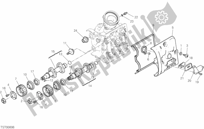 All parts for the Testa Orizzontale - Distribuzione of the Ducati Multistrada 950 Thailand 2018